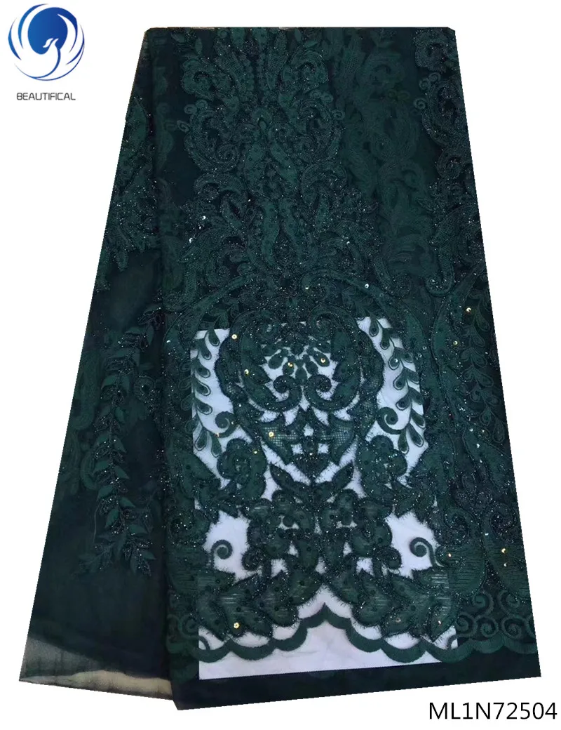 

BEAUTIFICAL green tulle lace high quality lace fabric wedding african fabric lace african materials 5 yards/lot nigeria ML1N725