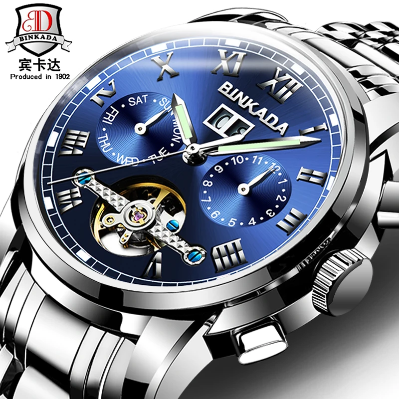 Luxury Men watches Automatic mechanical watch tourbillon clock Steel Strap Casual business wristwatch relojes top brand BINKADA Luxury Men watches Automatic mechanical watch tourbillon clock Steel Strap Casual business wristwatch relojes top brand BINKADA
