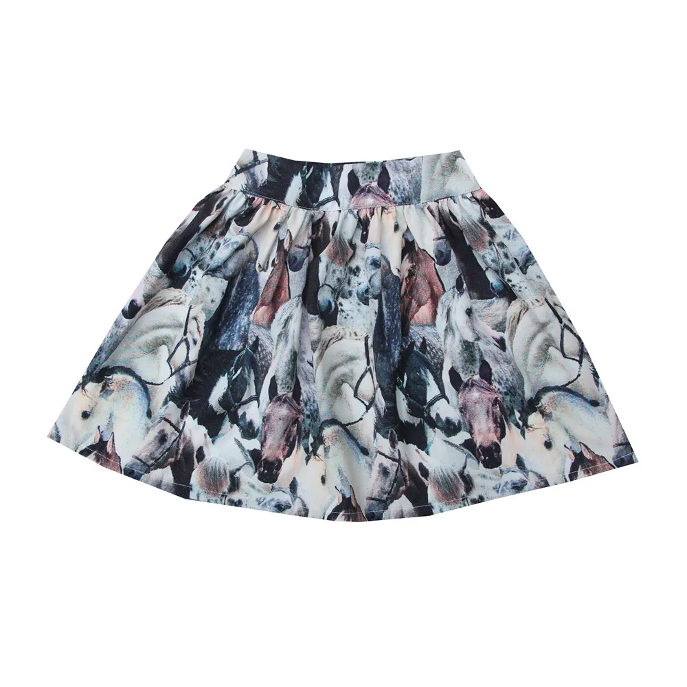 girls skirts horses printed girls cute flower skirts baby kids princess skirts girl popular