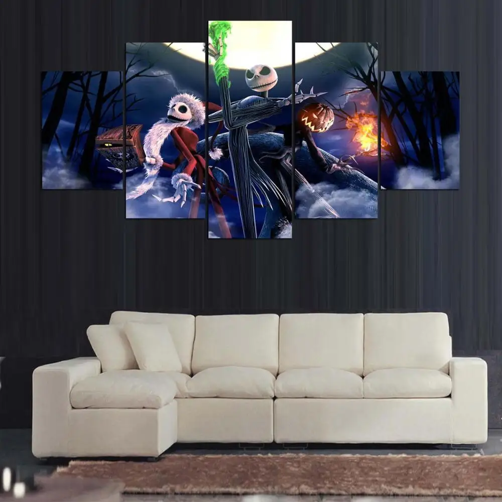 Us 76 0 Large Framed Kids Bedroom Modern Indoor Nightmare Before Christmas Print Canvas Decoration 5 Pieces In Painting Calligraphy From Home