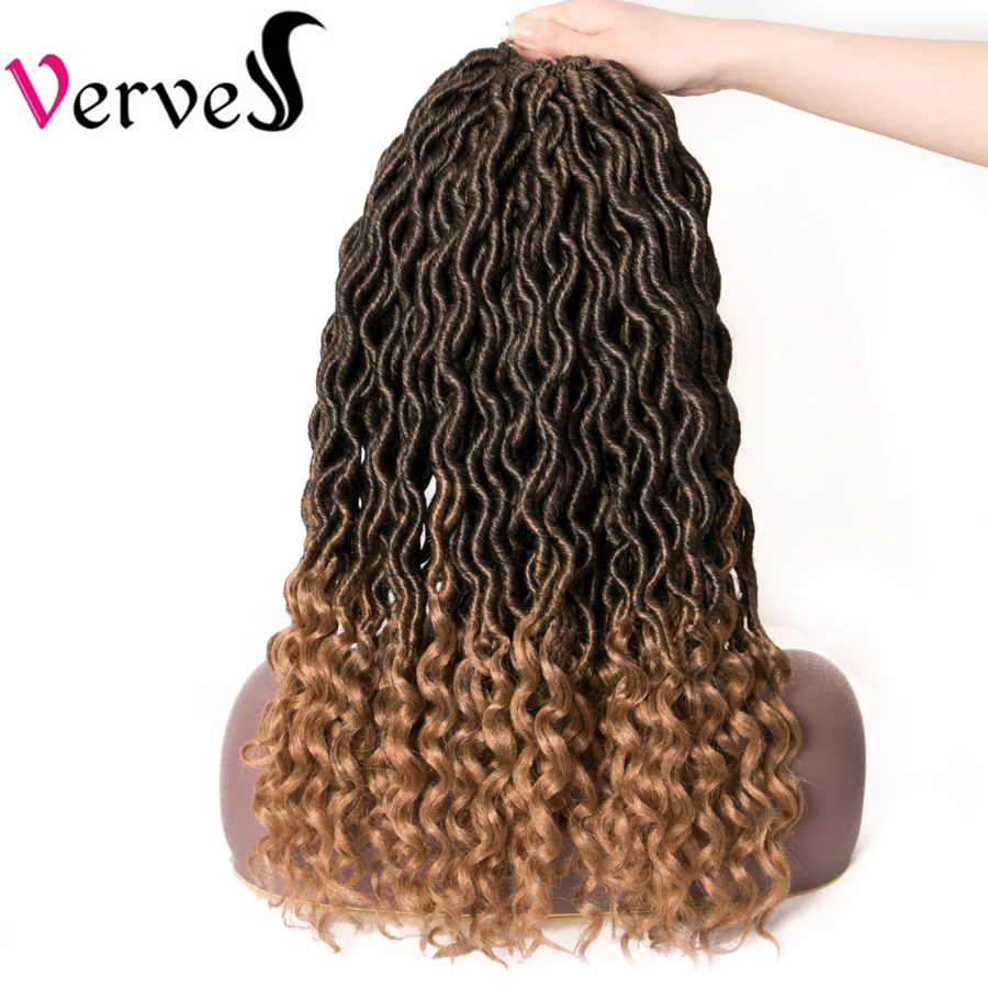 VERVES Faux locs 18 дюймов вязание крючком сплетенные волосы для наращивания 24 пряди/упаковка косички Омбре плетение волос синтетический афро коричневый оптом