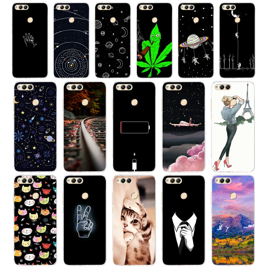 

H Soft TPU Honor 7X Case Cover Drawing Painted 5.93" Huawei Honor 7X Case Phone Back Protective Silicone Case Honor 7