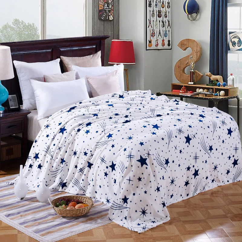 150X200CM Printed Flannel Fleece Blanket Sofa Throw Light weight Cozy Plush Microfiber Colorful Blanket Twin/Queen/King Size