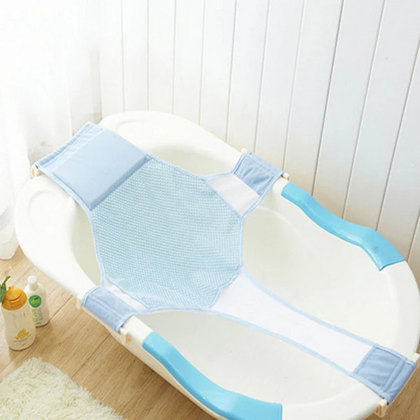 Детская сетчатая Ванна сетка для сиденья Поддержка слинг Младенческая Ванна гамак Регулируемая дышащая душевая сетка S7JN - Цвет: Синий