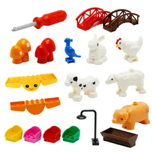 Building Blocks Screw Driver Tools Seesaw Mushroom Bird Arch Bridge Moveable Rabbit Sheep Pig Dog Bricks