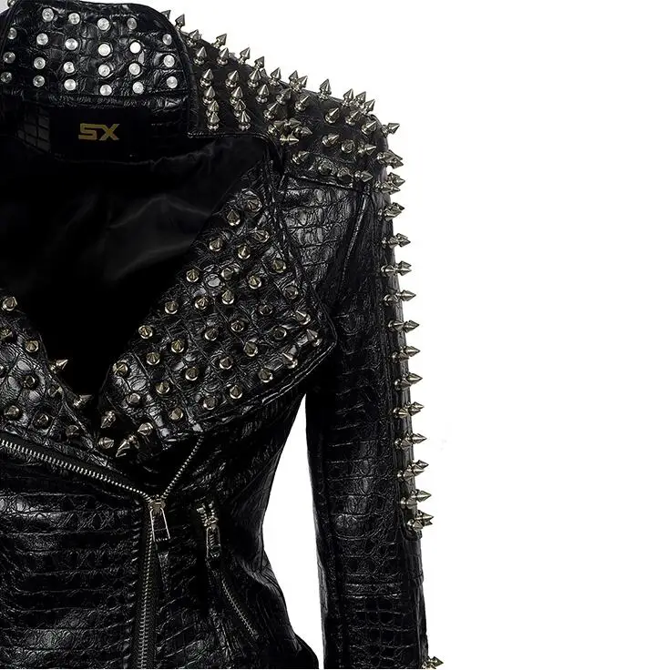 Тренд Harley мотоциклетная кожаная женская короткая рок Тяжелая Рабочая длинная куртка из искусственной кожи с заклепками модная куртка