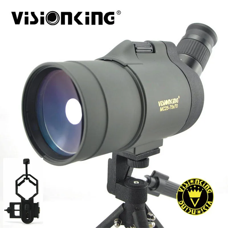 Visionking 25-75x70 Профессиональный зрительный прицел для охоты наблюдения за птицами BAK4 водонепроницаемый монокулярный телескоп с адаптером для телефона