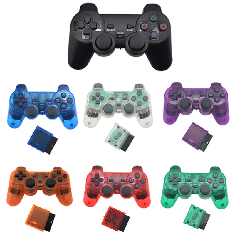 

For SONY PS2 Wireless Controller Bluetooth Gamepad for Play Station 2 Joystick Console for Dualshock 2 Transparent Color