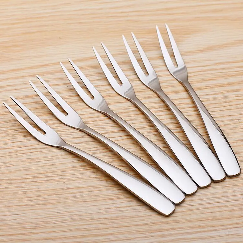 6pcs/set Kitchen Tools Fruit Fork And Spoon Creative Stainless Steel