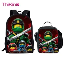 Школьная сумка Thikin Game Ninjago, комплект из 2 предметов для мальчиков и девочек-подростков, модные обеденные пеналы для ручек, рюкзак, детский рюкзак для книг, дорожная сумка