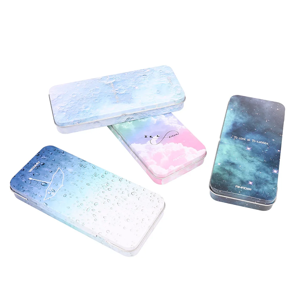 Download Modern Style Space Sky Series Iron Metal Pencil Case For Pen Stationery Storage Box Student Kids ...