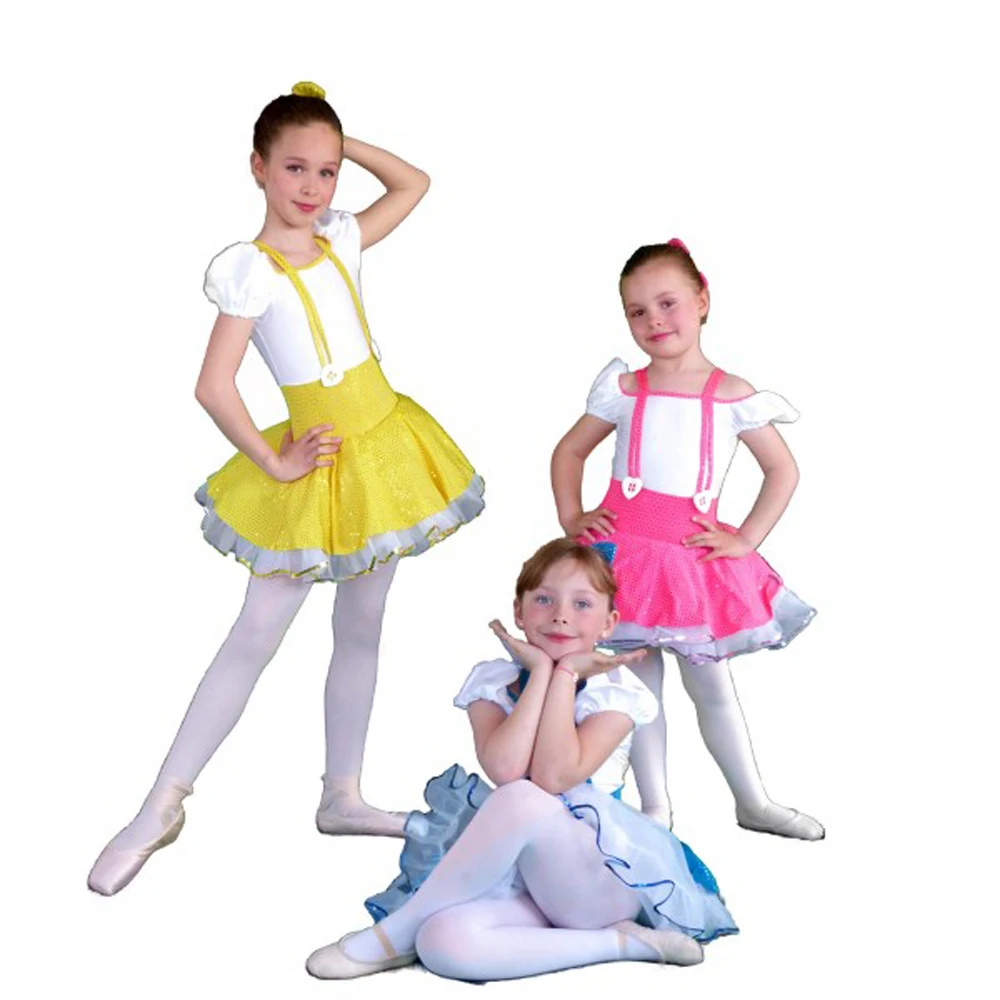 News Yellow Ballet Tutu Dance Dress Girls Bodysuit Gymnastics Leotard