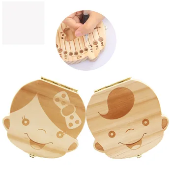 

Cute Boy Girl Image Wooden Personalized Baby Tooth Deciduous Souvenir Box