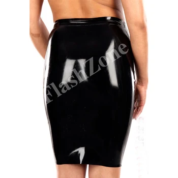 

Free shipping!! Women black classic latex skirt