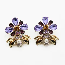 Европейский преувеличены fashionmetal пчелы геометрические серьги женский винтажные женские драгоценный камень в себе Винтаж earring1227