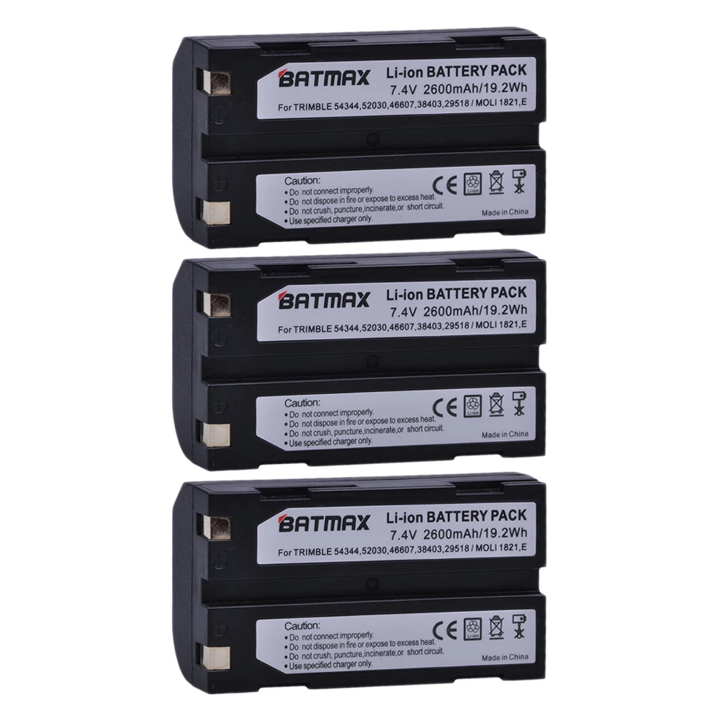 

Batmax 3pc 2600mAh Battery for Trimble 54344,29518,46607,52030,38403,R8,5700,5800, R6, R7, R8, R8 GNSS,MT1000 GPS Receiver