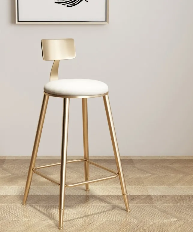 Nordic gold high back bar stool casual coffee chair creative dining bar chair Nordic gold high back bar stool casual coffee chair creative dining bar chair