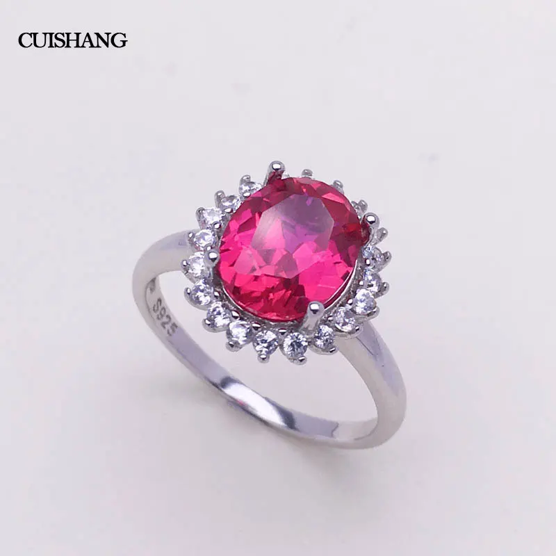 

CSJ Red Ruby Rings 925 Sterling Silver Jewelry Creatd gemstone Syn.Ruby fine Jewelry Wedding Bands for Women Gift