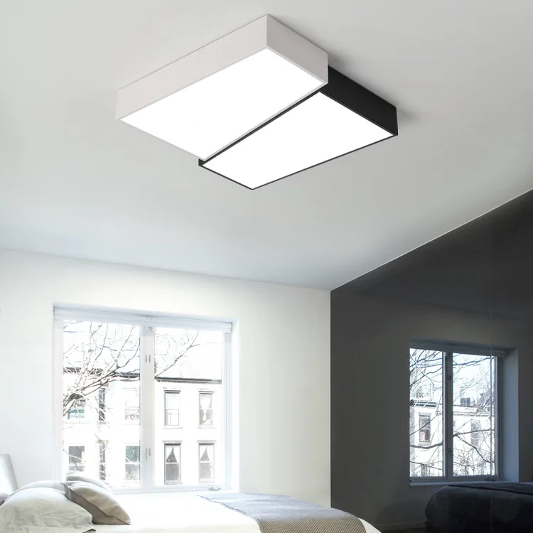 

Modern LED Ceiling Light Square Bedroom Living Dining Room Kitchen Iron Acrylic Nordic Led Ceiling Lamps Black White AC110-240V