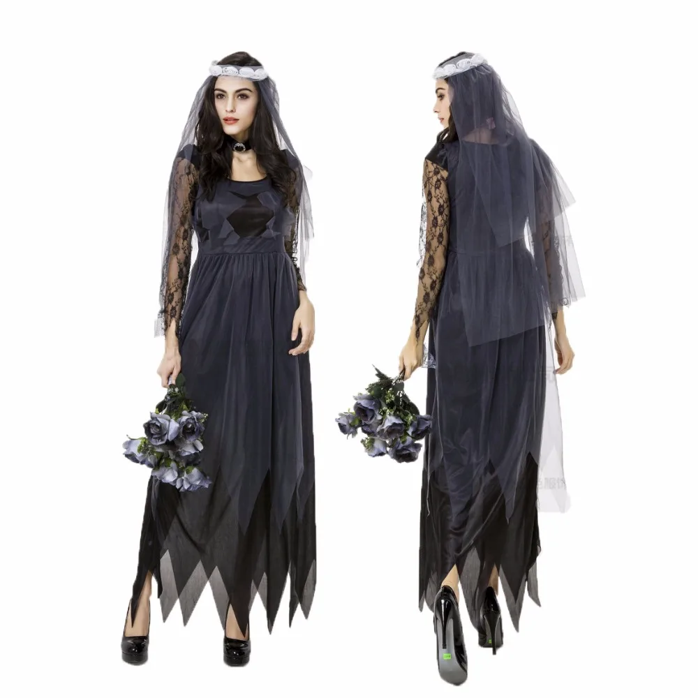 Wanita Dark Angel Zombie Hantu Pengantin Kostum Vampire Costume