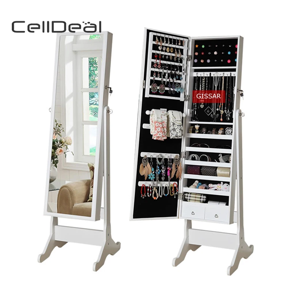 CellDeal белое ювелирное зеркало напольное для хранения свободно стоящее всего