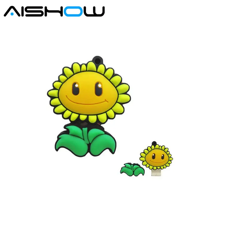 Free shipping 4G/8G/16G/32G/64G sunflower USB 2.0 usb flash drive memory Silicone Rubber Cute plant USB Flash Memory