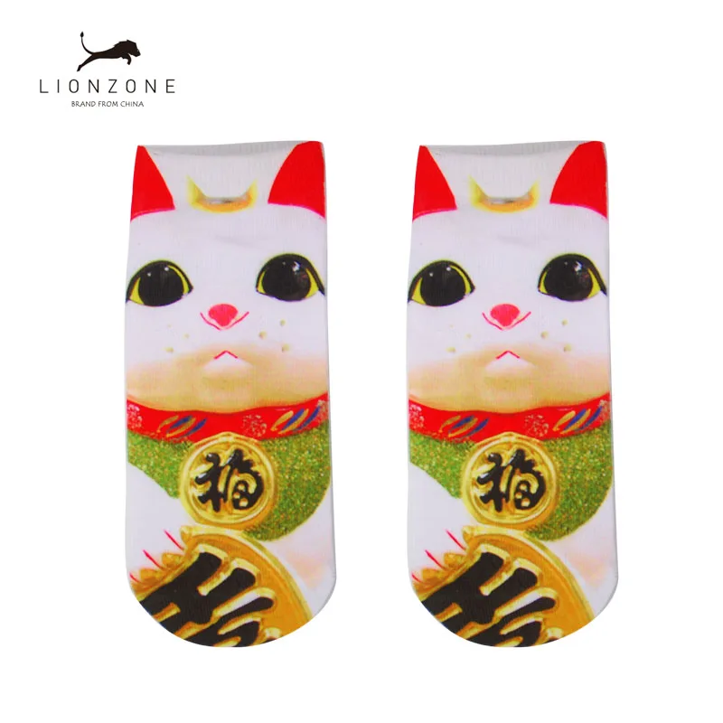 5Pairs/Lot Hot Sale 3D Prints Cute Socks Fashion Animals Combed Cotton Low Cut Ankle Short Art Socks For Ladies