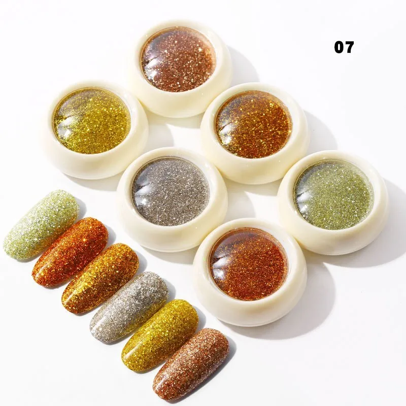 

6Pcs 60 Colors Option Nail Glitter Powder Dust 3D Nail Art Decorations Acrylic Glitter Sequins UV Gem Polish Nail Art Tools Set