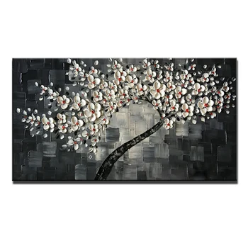 

Black and white knife-cut images painted on canvas to decorate oil painting art modern hotel has no frame canvas,