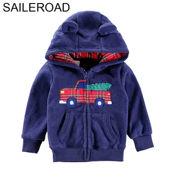 

SAILEROAD Toddler Boy Jacket Coat Cartoon Truck Fleece Jacket for Boy Autumn Winter Kids Outerwear Clothing Little Child Clothes