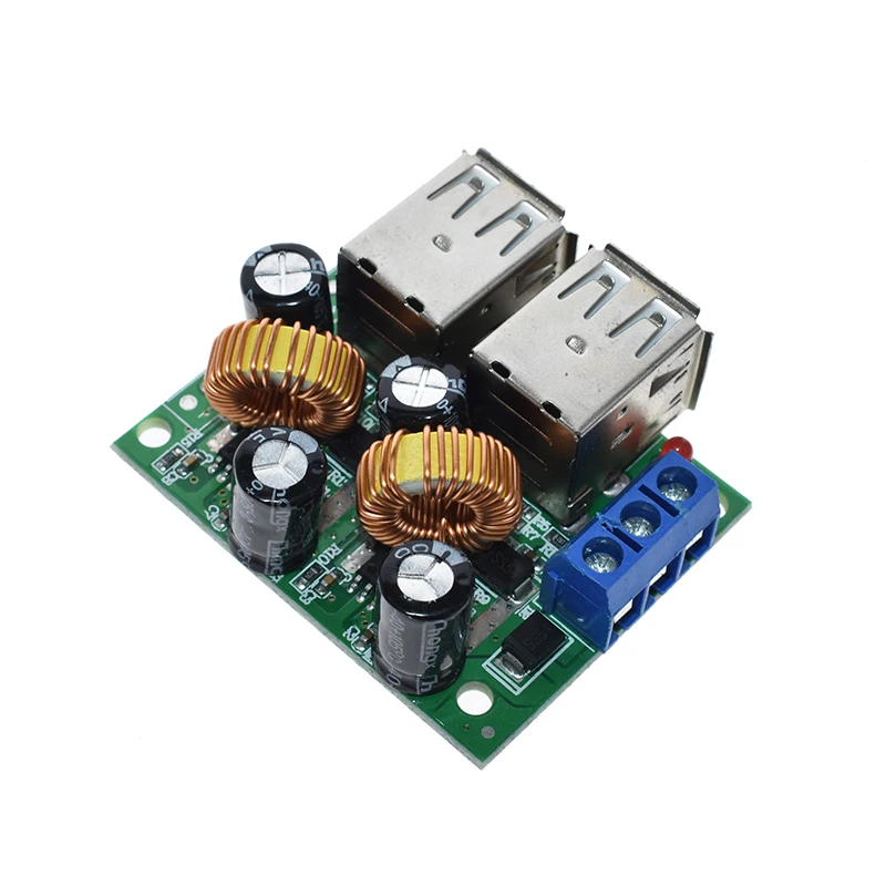 Плата преобразователь источника питания WAVGAT понижающий модуль с 4 USB портами 12 В 24