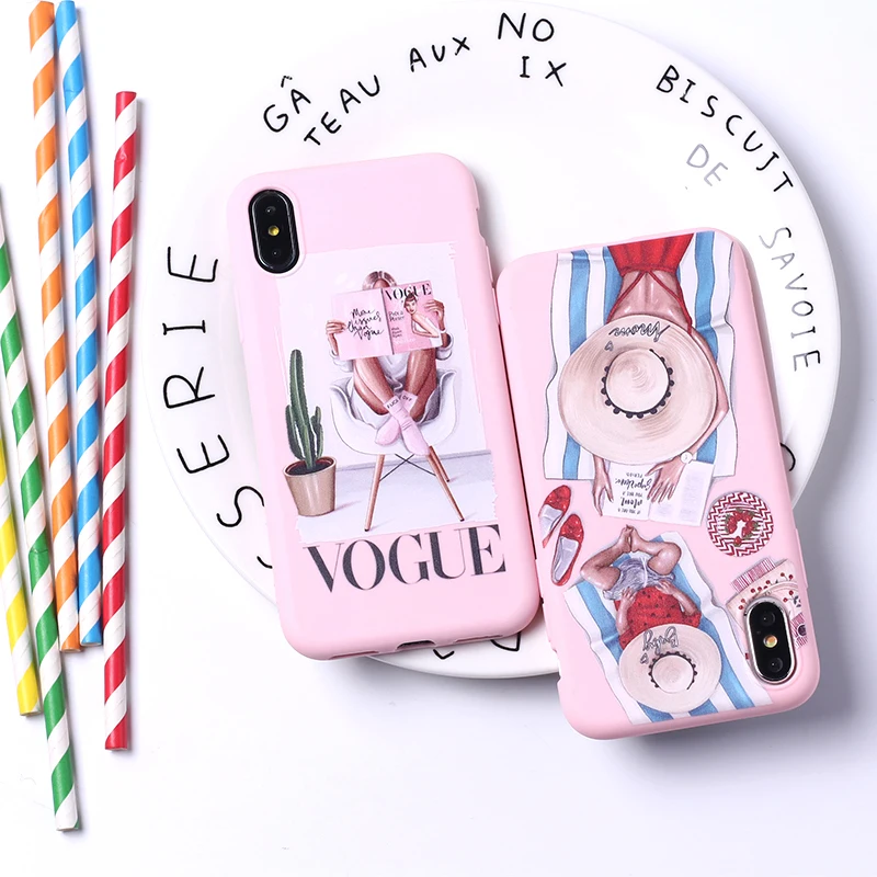 

Fashion Queen Classy Paris Girl Summer Travel Mom Baby Soft Silicone Candy Case Coque For iPhone 11 6 8 8Plus X XS Max 7 7Plus