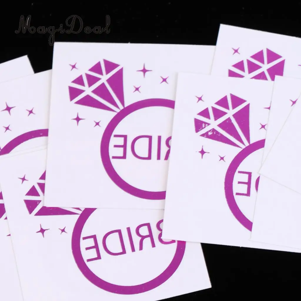 MagiDeal 10Pcs/Lot Purple Team Bride Tribe Temporary Tattoos Wedding Sticker Hens Night Party Decoration Hands Sticker