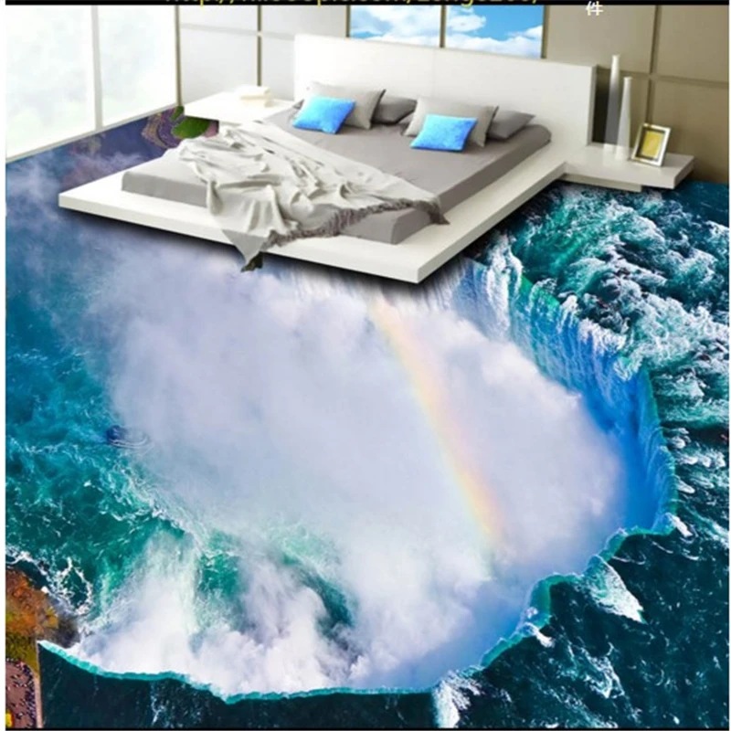 

beibehang custom blue ocean waterfall three-dimensional painting bathroom living room thick waterproof wear-resistant floo