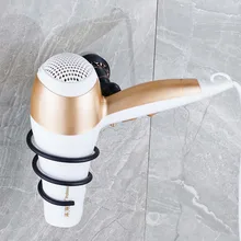 Недавно Евро StyleCarved Ванная Комната Фен Держатель Масло Втирают Бронзовый Волос Воздуходувки Стойку Полка Настенная