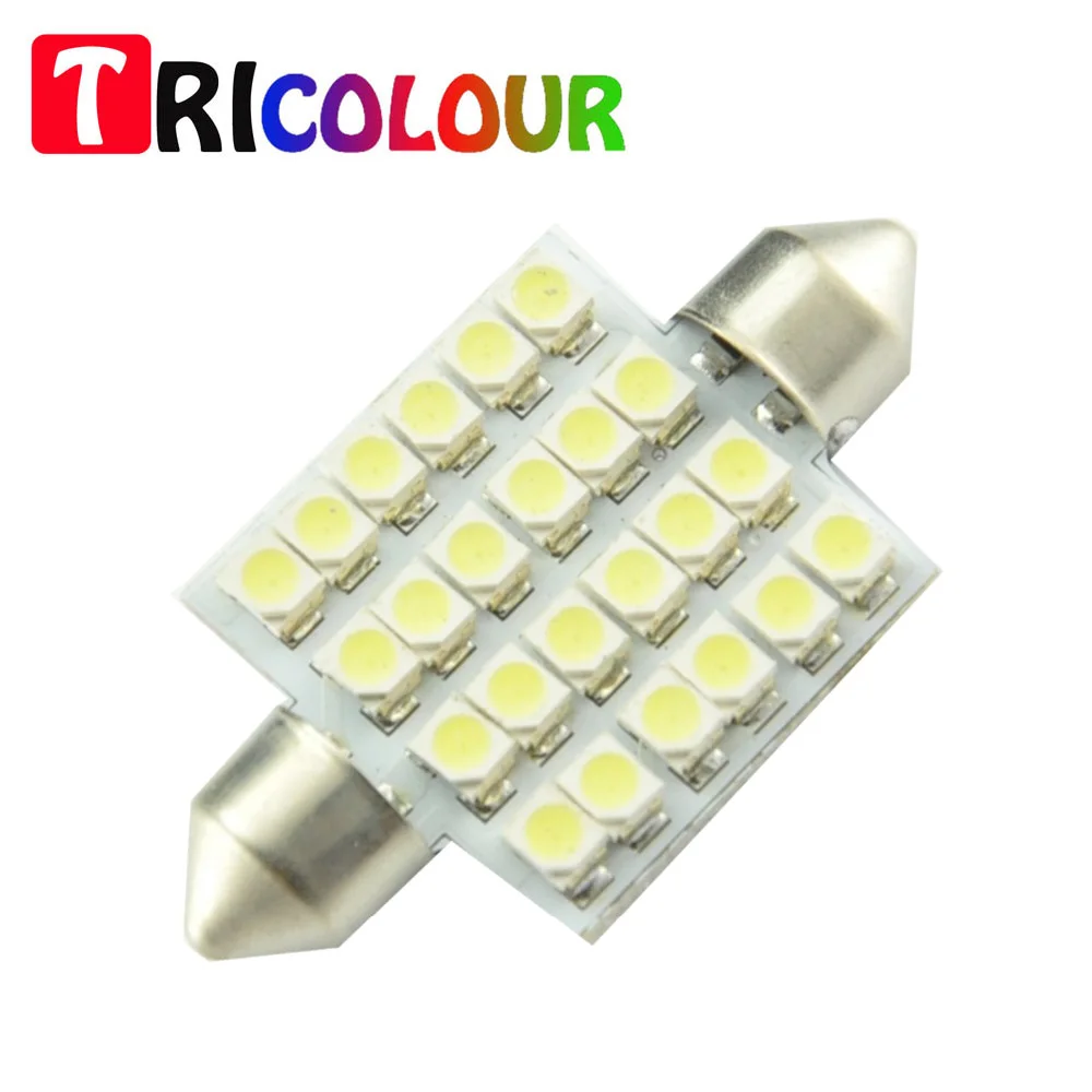 TRICOLOUR 10pcs Festoon 578 24smd 1210 3528 Led Dome Light Bulb for