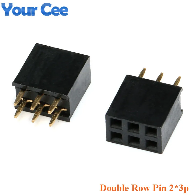 

10 pcs Double Row Straight Pin Female Pitch 2.54mm 2*3p 3Pin 2*3 Needle Header Strip Socket Connector