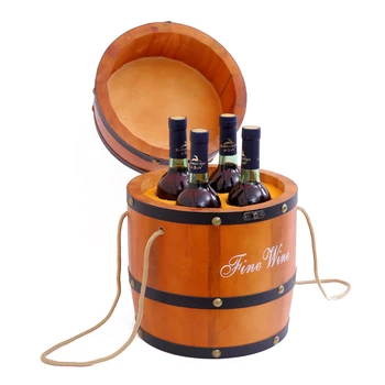 

Retro Pine Wood Wine Barrel Bottle Stand Decorative Cask Wine Holder Bar Handcraft Ornament Accessories for Wedding and Party