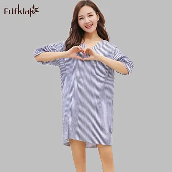 

Korean style new cotton and linen nightdress female home clothes casual loose nightgowns women summer dress nightshirts A558