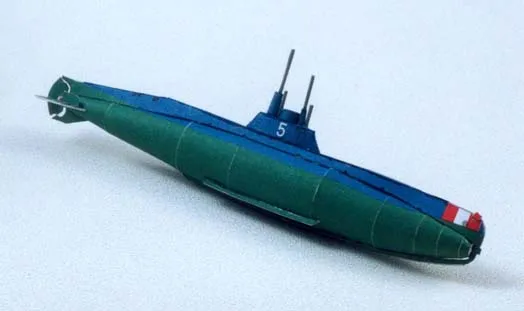 Бумажная модель 1:250 Монитор SMS Leitha подводная лодка SMU 5 самолет Pepercraft военные