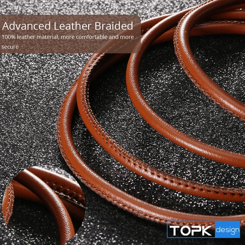 TOPK المصغّر usb كابل 2.4A سريع شاحن و كابل بيانات جلد مضفر كابل شاحن USB للهاتف المحمول كابل ل سامسونج HTC هواوي