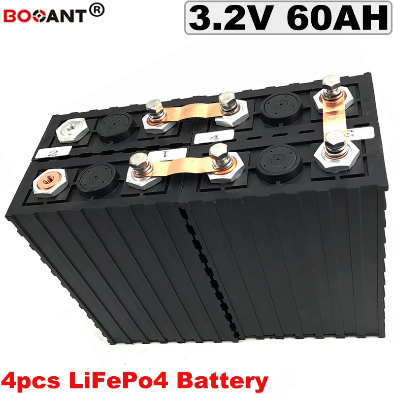 4Pcs/Lot 3C Discharge Deep Cycle 3.2V LiFePO4 60Ah Battery