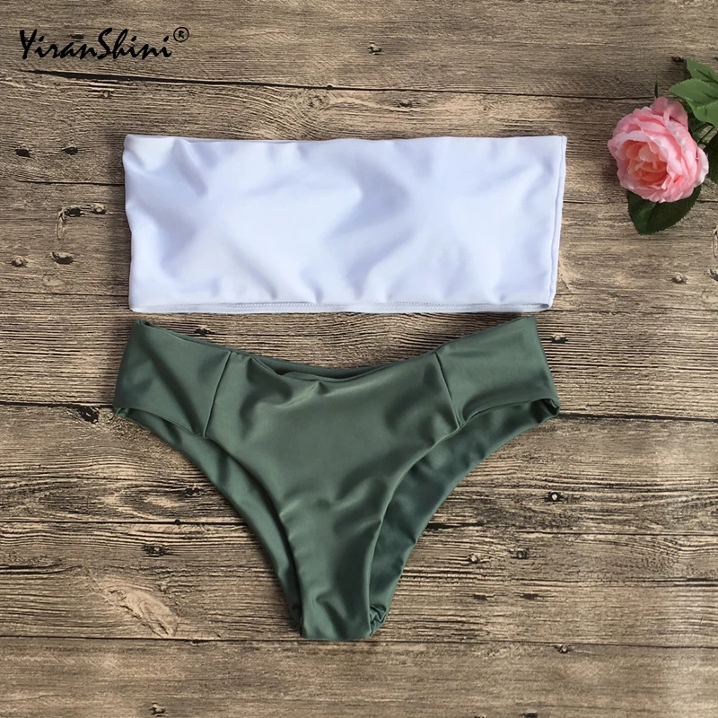 

YIRANSHINI 2018 Sexy Strapless Bikini Set Push Up Summer Bra Beach Bathing Suit Low Waist Sexy Backless Biquinis Maillot De Bain
