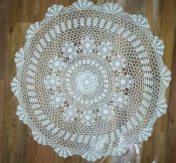 

1pcs Modern Cotton Crochet Placemats Kitchen Table Cover Coaster Table cloth 70cm Round Placemat Dining Tablecloth Accessories