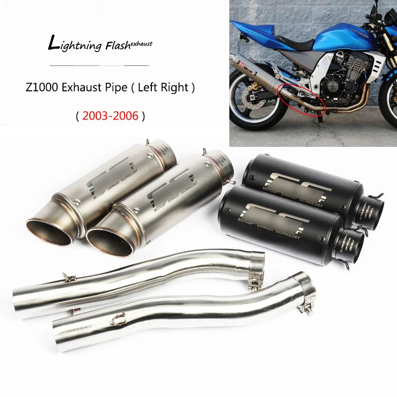 

Motorcycle Exhaust Pipe for Kawasaki Z1000 Z1000SX Slip On Left Right Mid Tail Escape with Removable Db Killer Ninja 2003-2006