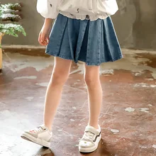 Новинка года; Летние джинсы для девочек-подростков; шорты; Модная Джинсовая юбка; шорты с эластичной резинкой на талии; шорты для школьниц; RT407