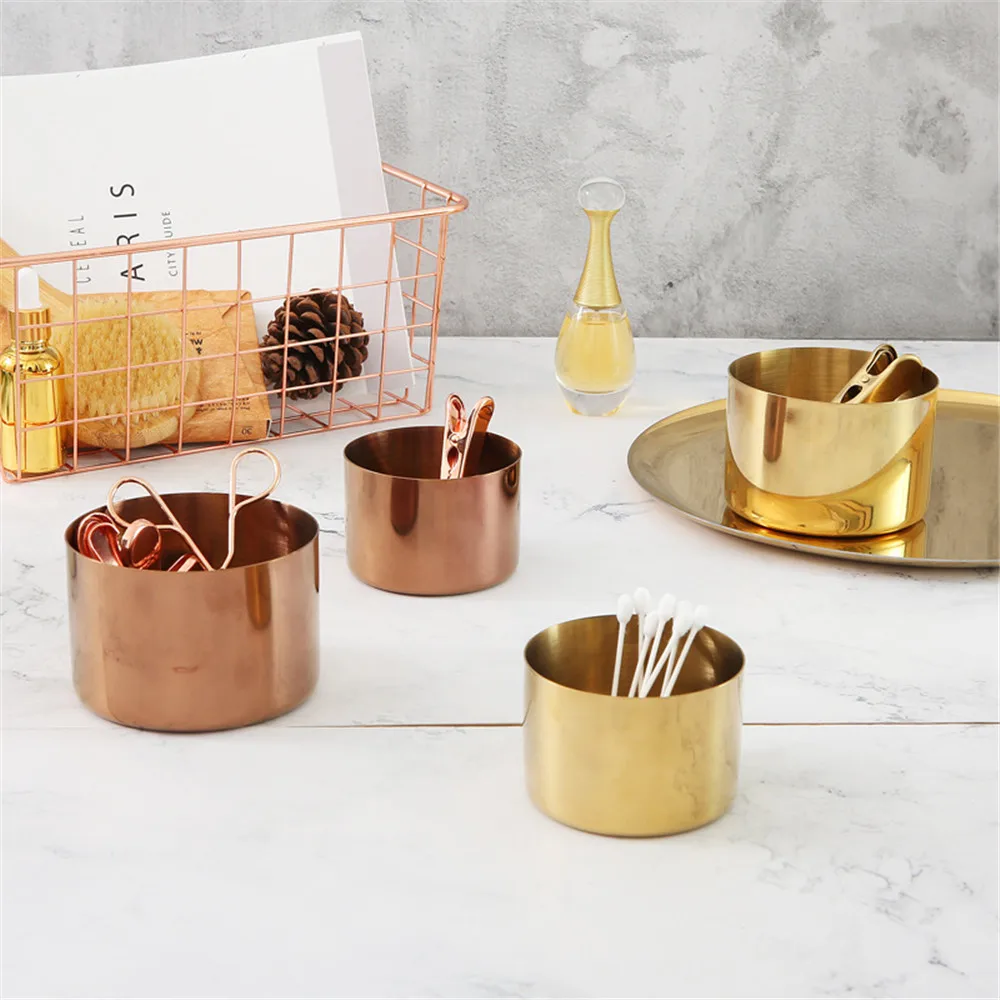 

Big Storage Jar Bowl Tray Dish Stainless Steel Snack Fruit Clip Sundry Jewelry Ring Rose Golden Pink Bowls Decoration 1PCS