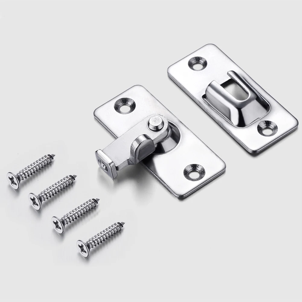 

Hotel Button Shift Push Pull Home Cabinet Latch Sliding Stainless Steel Door Lock 90 Degree Clasp Chain Security Tools