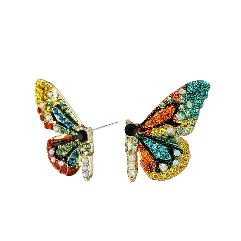 SHUANGR Сережка-гвоздик в форме бабочки Новая европейская американская мода Личность короткая бабочка ухо гвоздь цветная дрель вечерние аксессуары - Окраска металла: Earrings