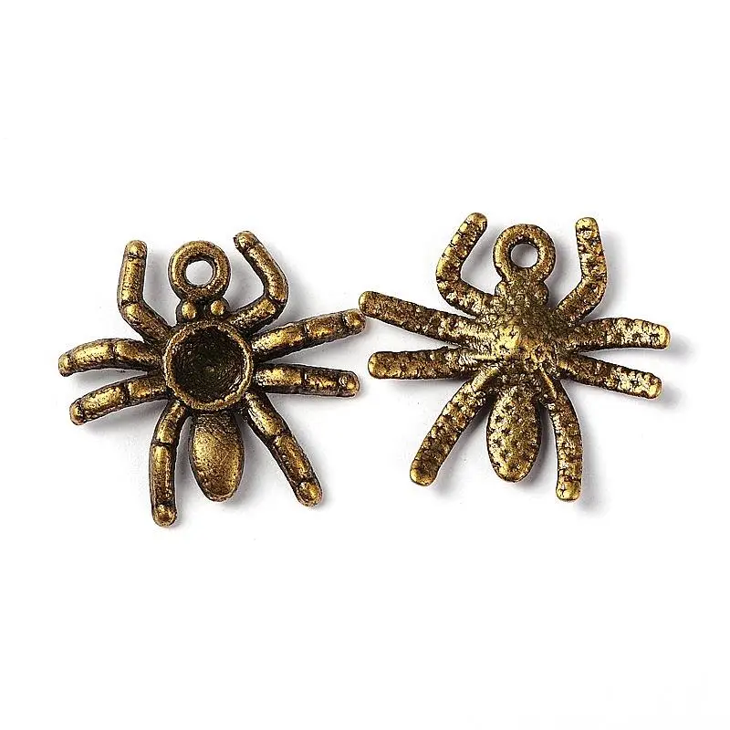 

50Pcs Vintage Halloween Jewelry Making Antique Bronze Tone Alloy Spider Pendants Charms, Lead Free & Nickel Free & Cadmium Free